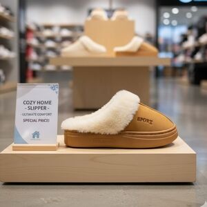 Women's New Brown Cozy Luxury Indoor/Outdoor Platform  Slip-On Slippers New!